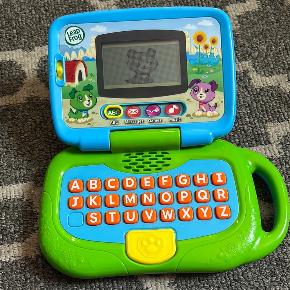Blue and Green Learning Toy with Digital Display and Keyboard